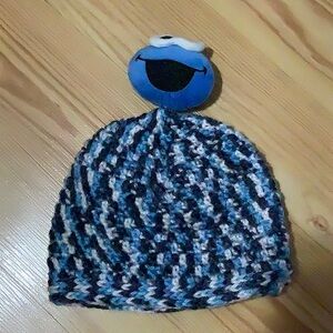 Cookie monster kids crochet beanie hat